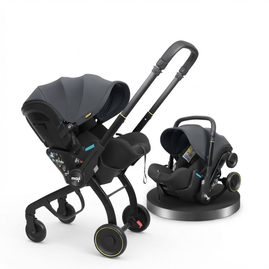 Gemini_Generated_Image_x6fr3sx6fr3sx6fr Discover the Max Car Seat and Stroller travel system. Enjoy seamless transitions, safety, and modern style for your baby on the go.